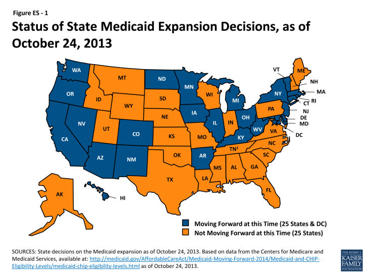 Figure ES-1: Status of State Medicaid Expansion Decisions, as of October 24, 2013