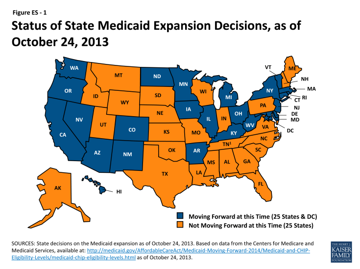 Figure ES-1: Status of State Medicaid Expansion Decisions, as of October 24, 2013