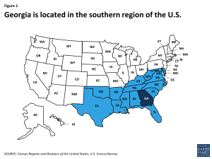 Figure 1: Georgia is located in the southern region of the U.S.