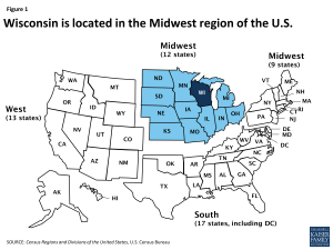 Figure 1: Wisconsin is located in the Midwest region of the U.S.