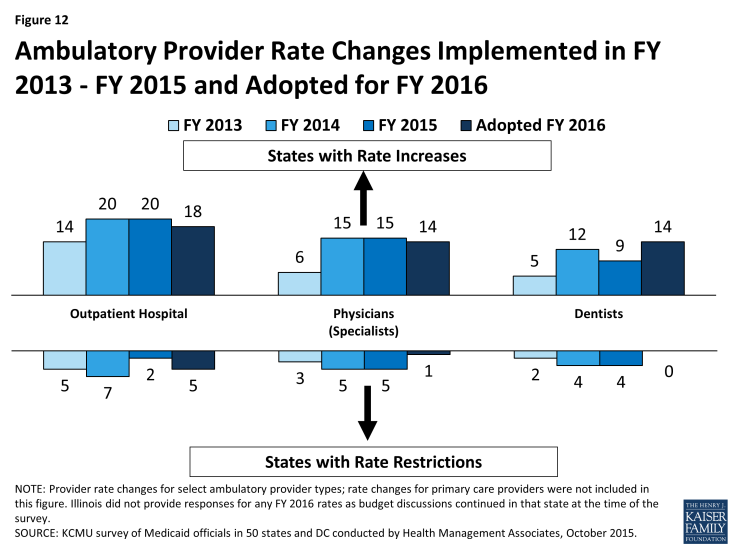 Figure 12: Ambulatory Provider Rate Changes Implemented in FY 2013 - FY 2015 and Adopted for FY 2016
