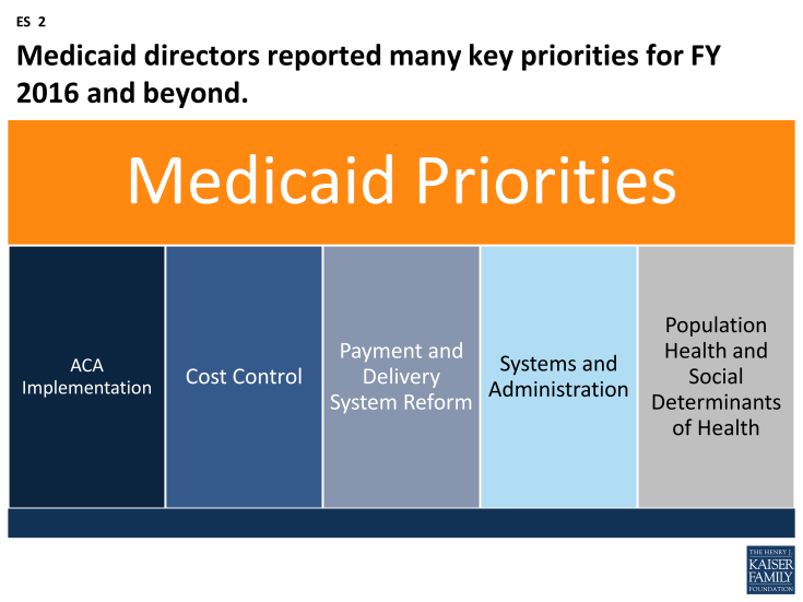 Figure ES-2: Medicaid directors reported many key priorities for FY 2016 and beyond. 
