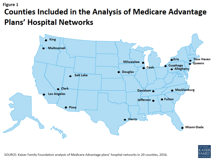 Figure 1: Counties Included in the Analysis of Medicare Advantage Plans’ Hospital Networks