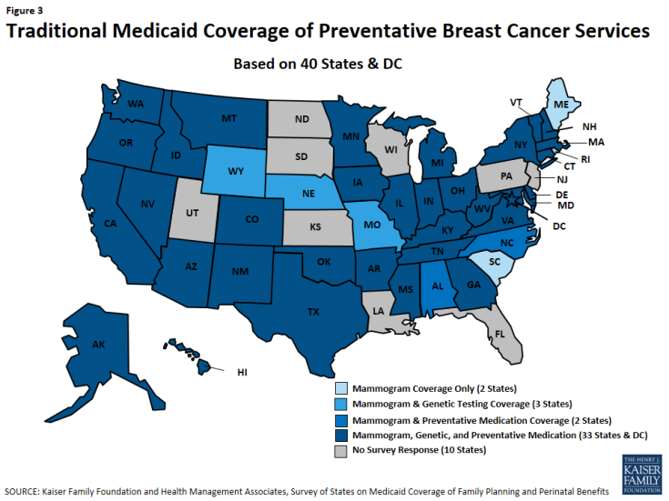 Figure 3: Traditional Medicaid Coverage of Preventative Breast Cancer Services