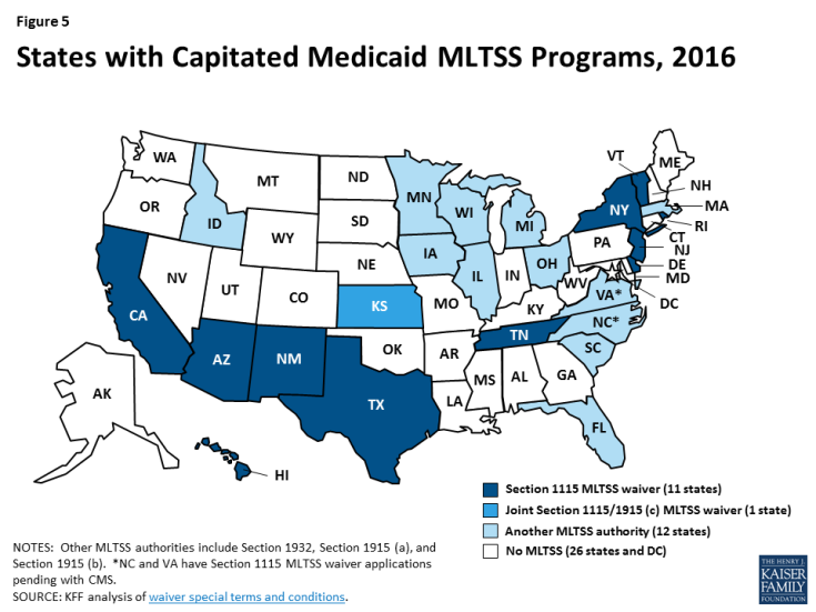 Figure 5: States with Capitated Medicaid MLTSS Programs, 2016