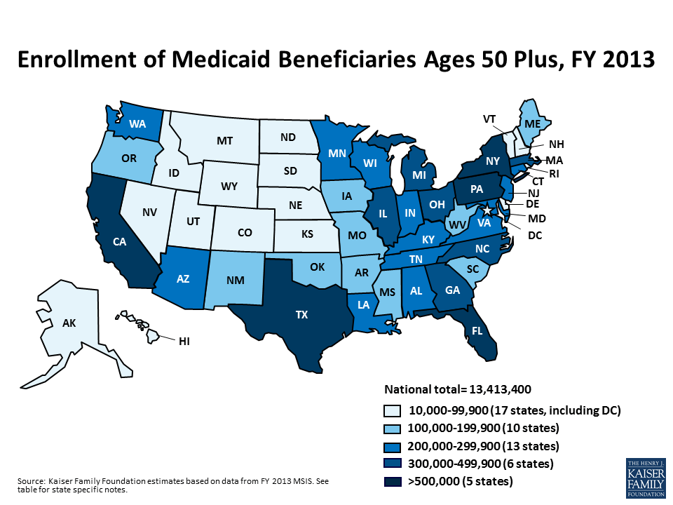 Enrollment of Medicaid Beneficiaries Ages 50 Plus, FY 2013 | KFF