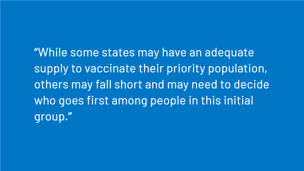 Estimating the initial priority population for COVID-19 vaccination by state Estimating the initial priority population for COVID-19 vaccination by state