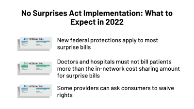 This graphic explains the main features of new surprise billing protections.