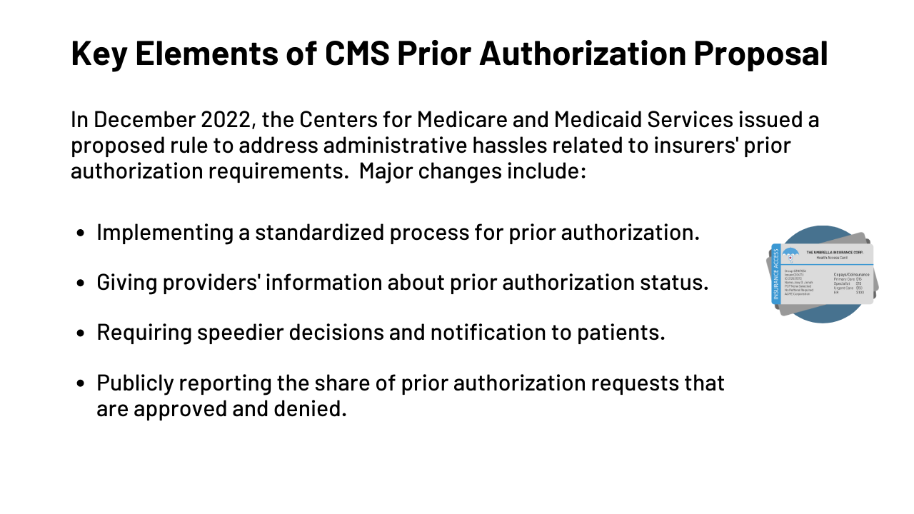 CMS Prior Authorization Proposal Aims to Streamline the System and Strengthen Transparency CMS Prior Authorization Proposal Aims to Streamline the System and Strengthen Transparency