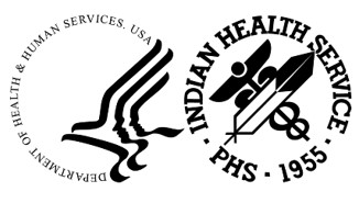 Image shows the logo of the Indian Health Services and the logo of the Department of Health and Human Services