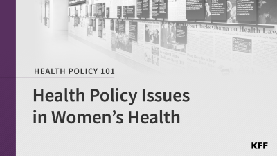 A promotional image for the the KFF Health Policy 101 Issues in Women’s Health chapter