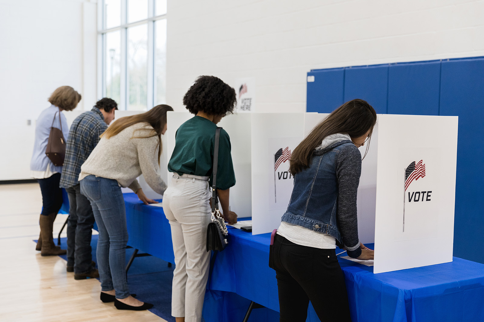 Voters at a polling place