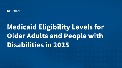 Medicaid Eligibility Levels for Older Adults and People with Disabilities in 2025