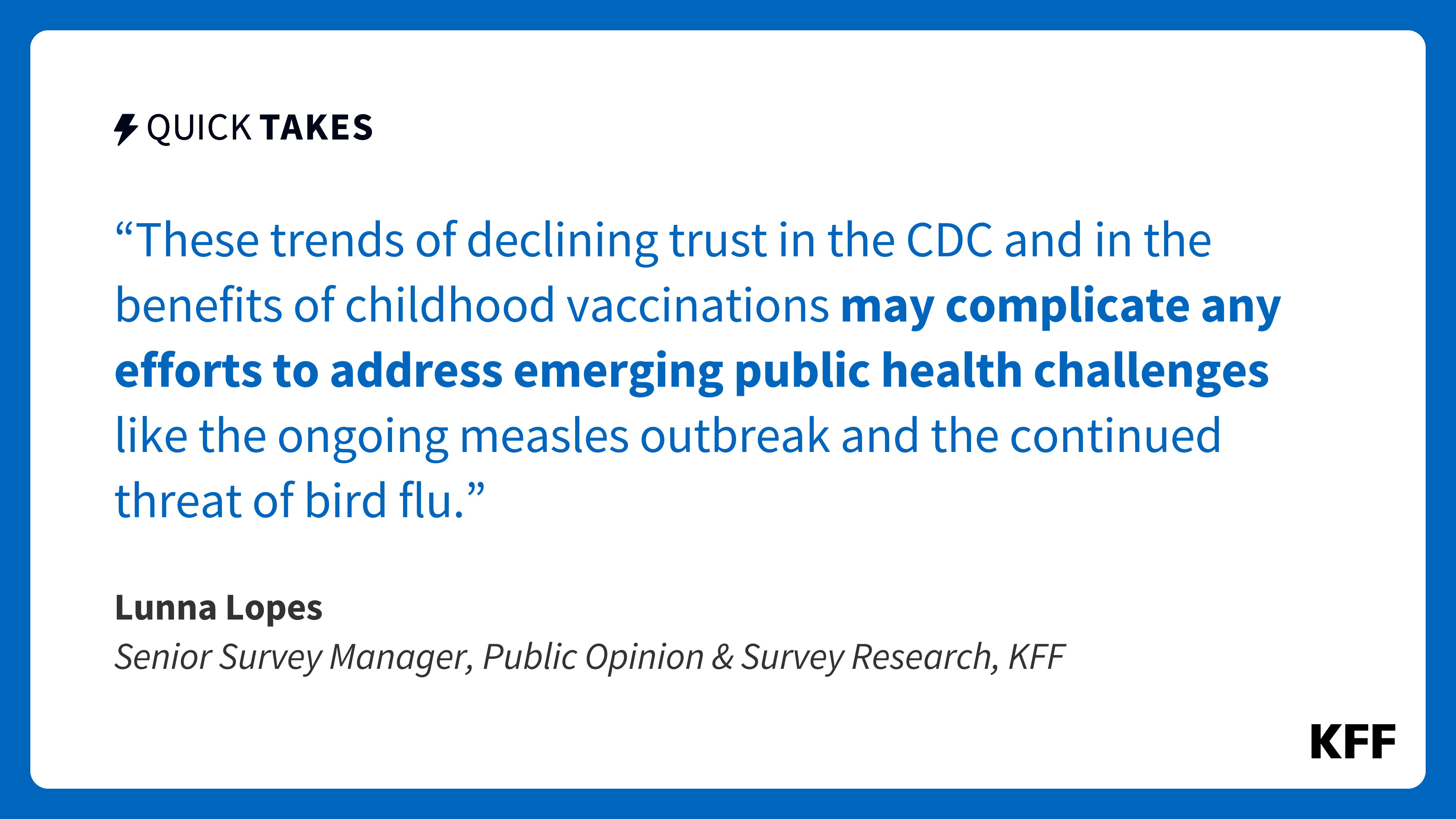 The Subsequent CDC Director Will Face Measles, Fowl Flu, and a Skeptical Public| KFF Fast Takes The Subsequent CDC Director Will Face Measles, Fowl Flu, and a Skeptical Public| KFF Fast Takes