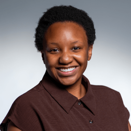 Professional headshot of Rolonda Donelson wearing a brown blouse and smiling against a gray background