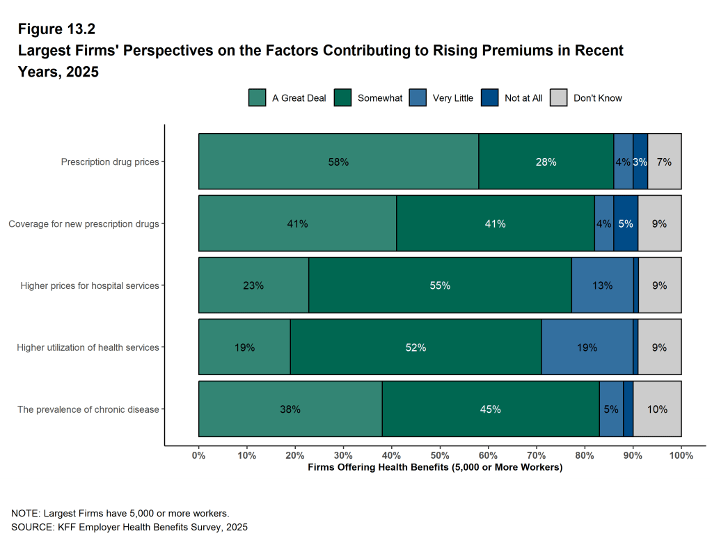 Figure 13.2: Largest Firms' Perspectives On the Factors Contributing to Rising Premiums in Recent Years, 2025