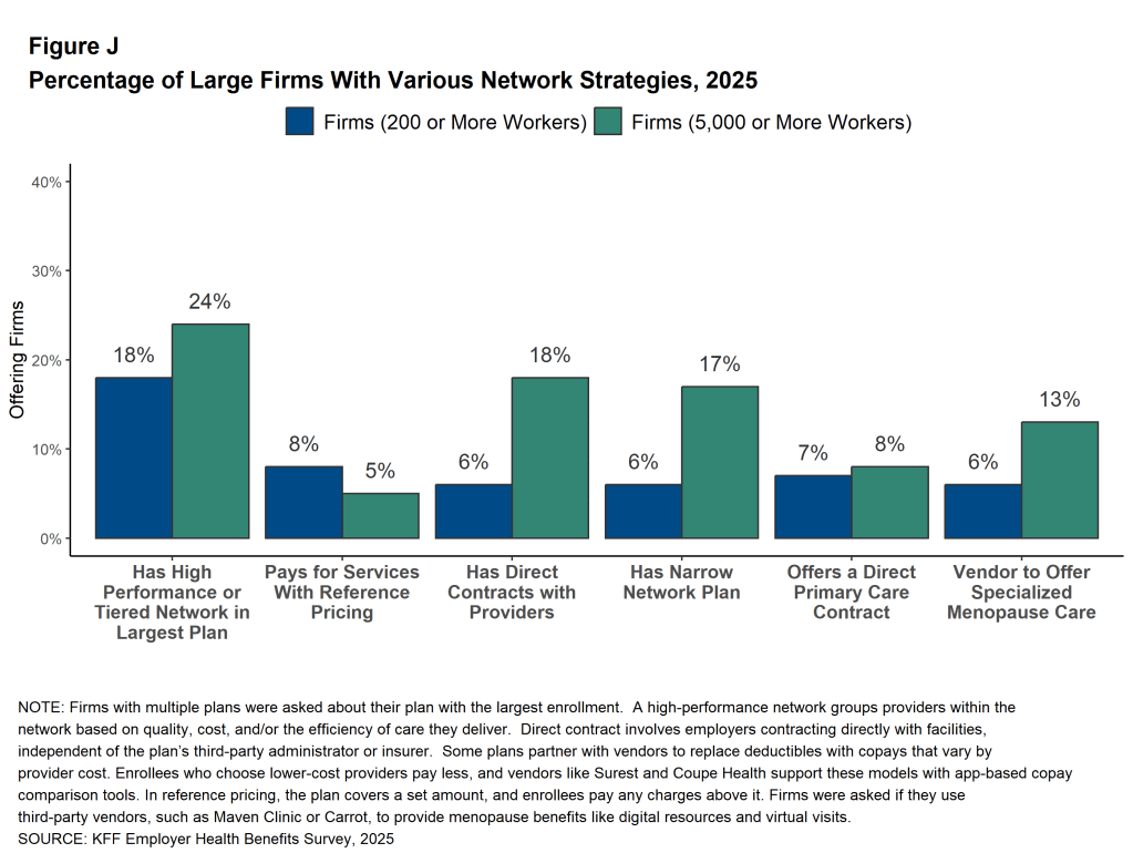 Figure J: Percentage of Large Firms With Various Network Strategies, 2025